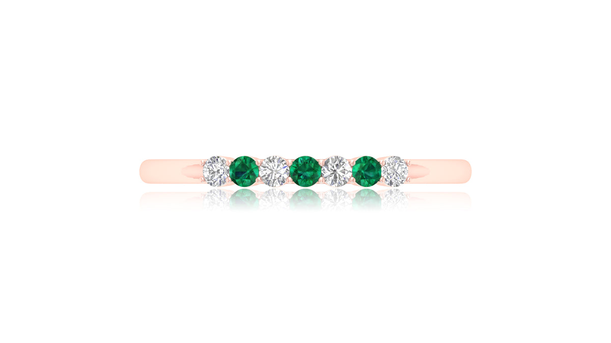 Green Emerald and Diamond Band Ring in 14KT Rose Gold
