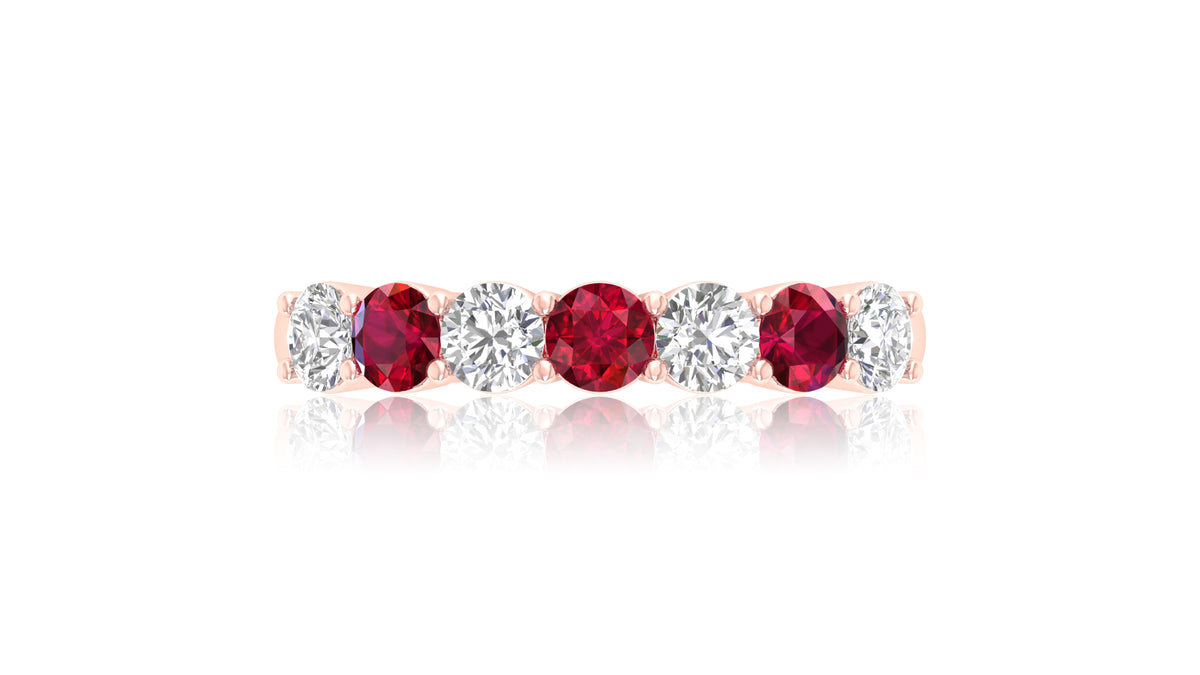 14K Rose Gold Ruby and Diamond Band Ring