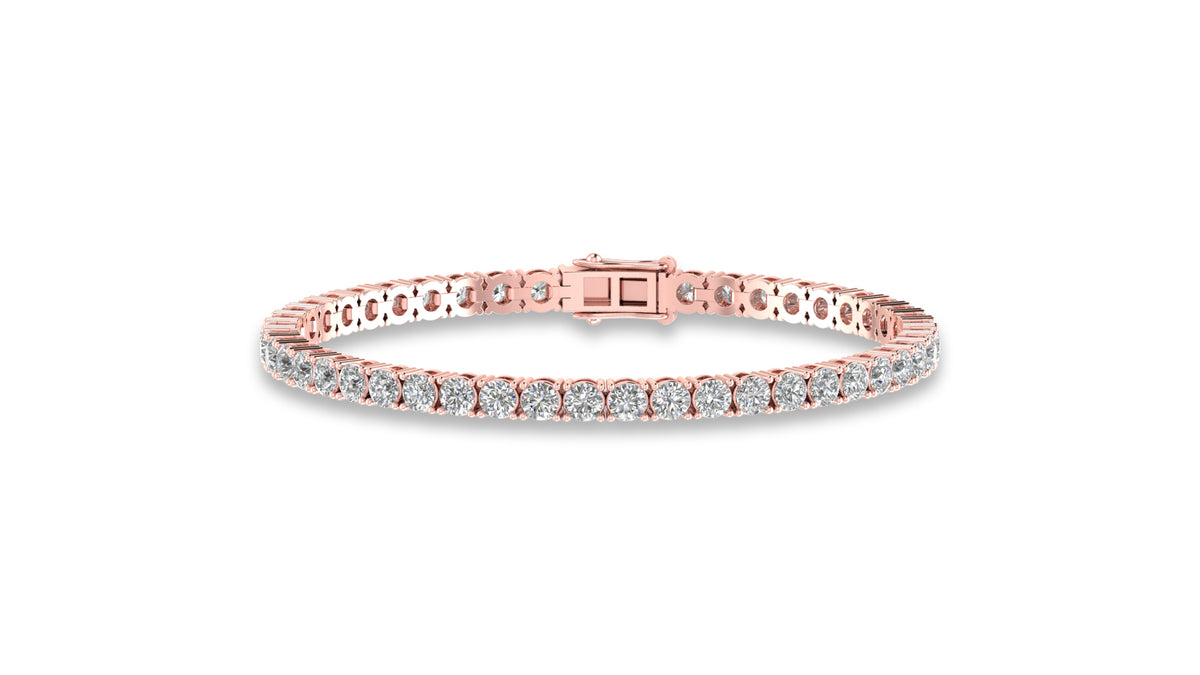 14K Rose Gold Round Diamond Tennis Bracelet