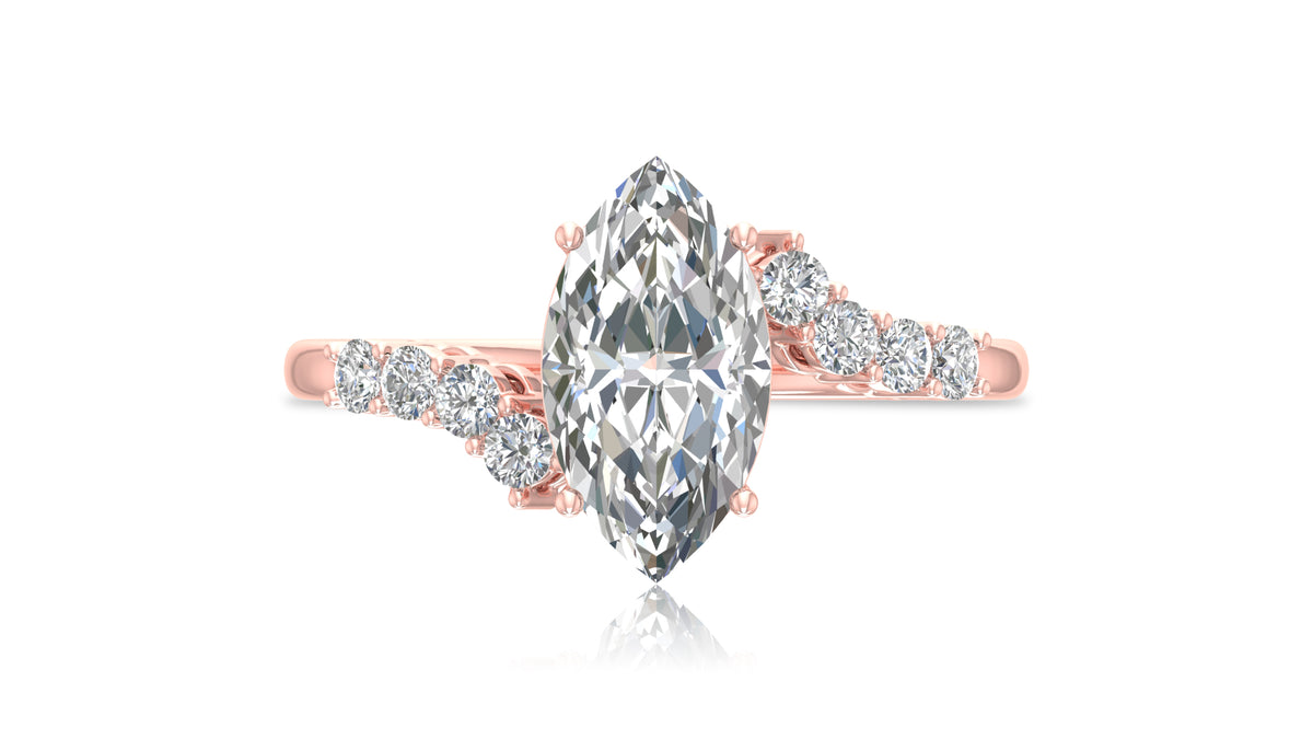 Marquise Diamond Halo Engagement Ring in 14KT Rose Gold