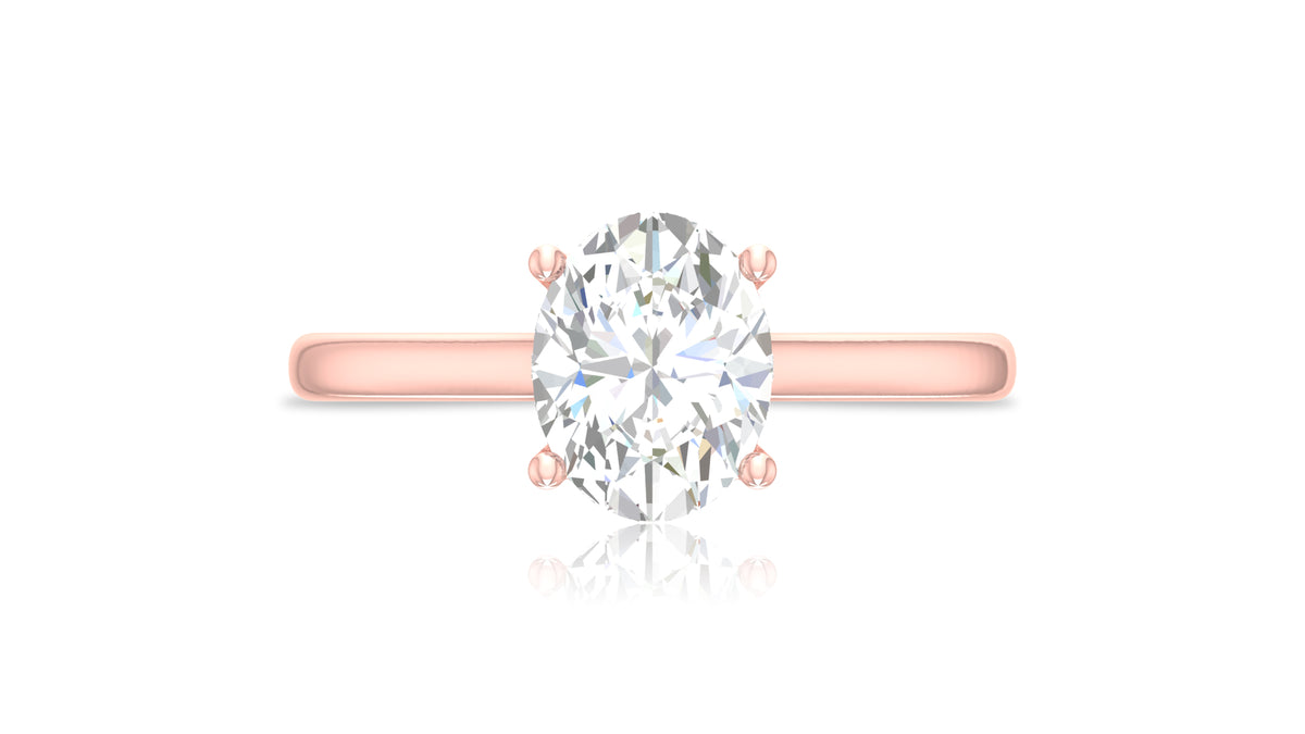 14K Rose Gold Oval Diamond Engagement Ring