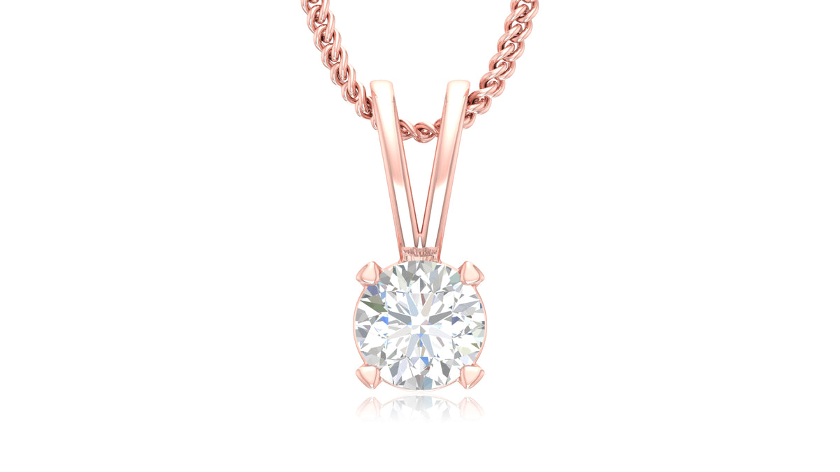 14K Rose Gold Round Diamond Solitaire Pendant