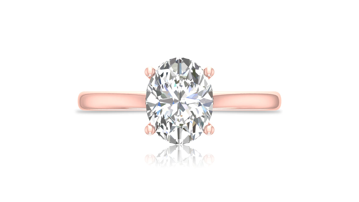 14K Rose Gold Oval Diamond Solitaire Engagement Ring