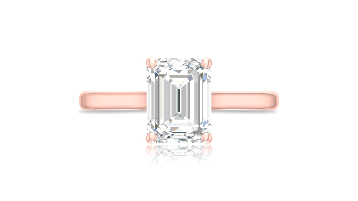 14K Rose Gold Emerald Cut Diamond Solitaire Ring