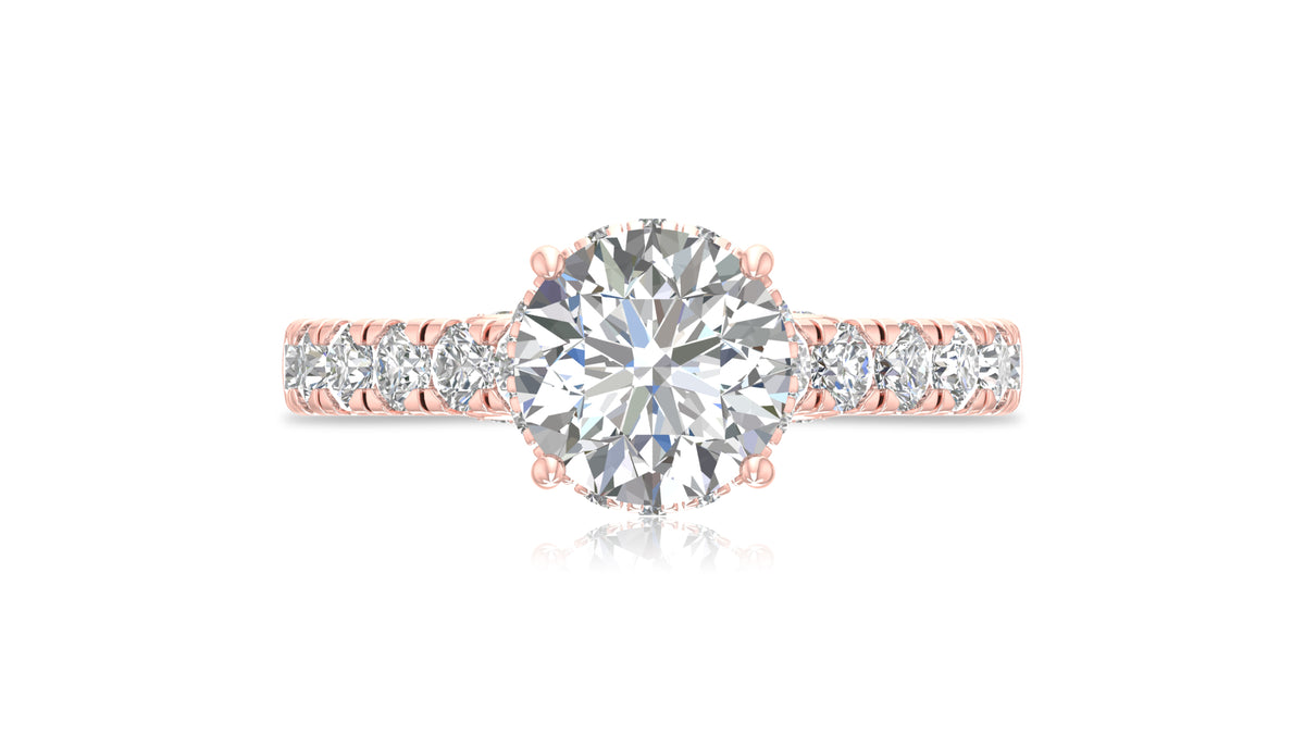 Round Diamond Halo Engagement Ring in 14KT Rose Gold