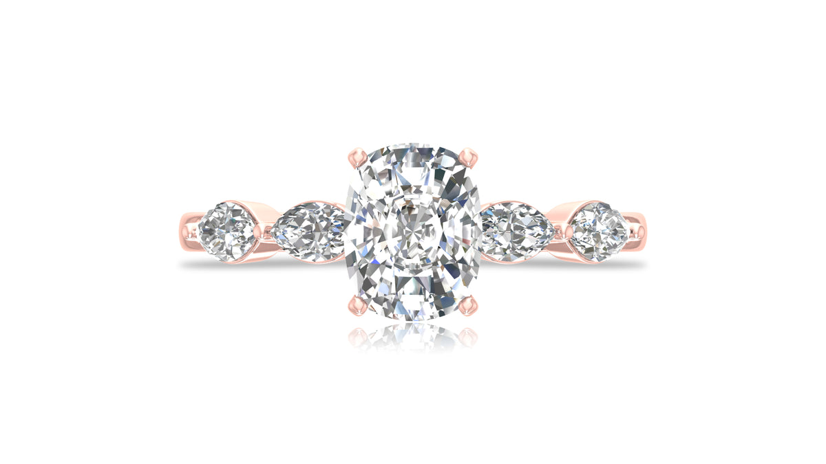 14K Rose Gold Cushion Cut Diamond Engagement Ring
