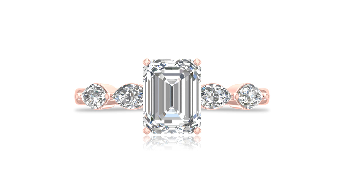 14K Rose Gold Emerald Cut Diamond Engagement Ring