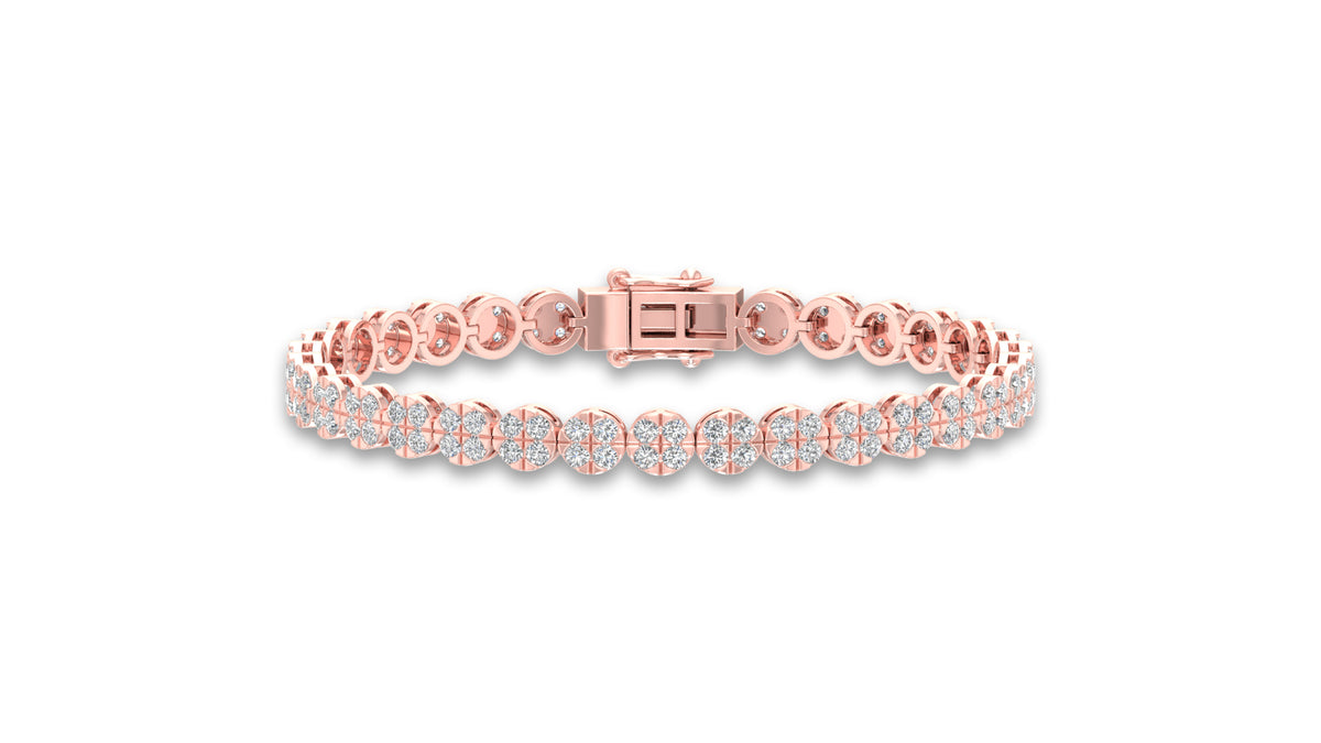 14K Rose Gold Round Diamond Tennis Bracelet