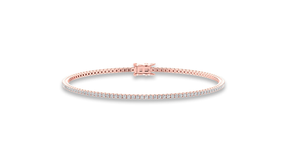 14K Rose Gold Round Diamond Tennis Bracelet