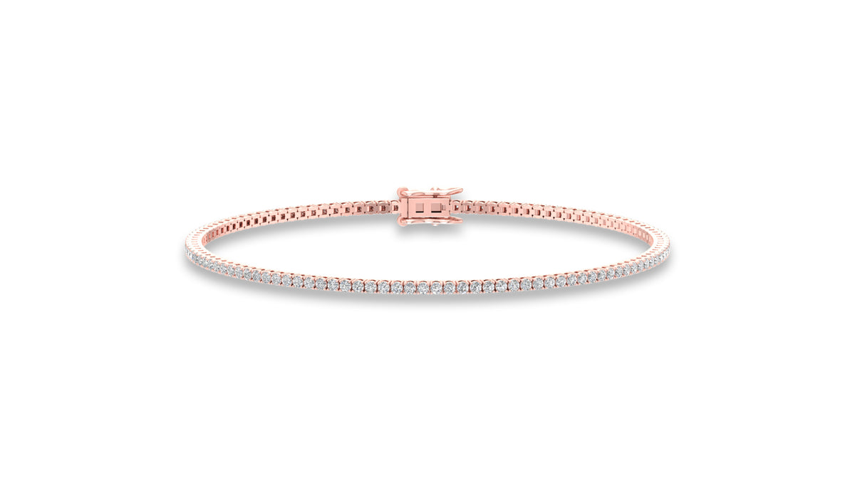 14K Rose Gold Round Diamond Tennis Bracelet