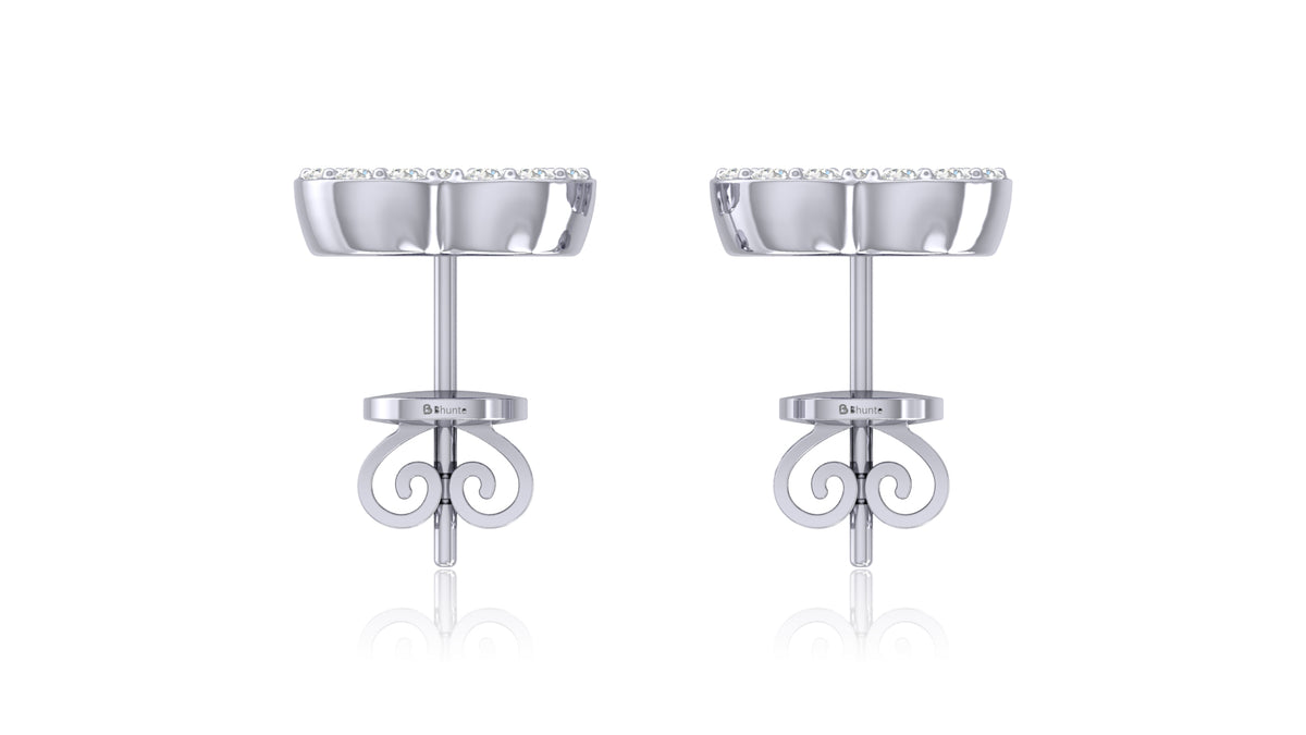 925 Silver Clover Diamond Stud Earrings