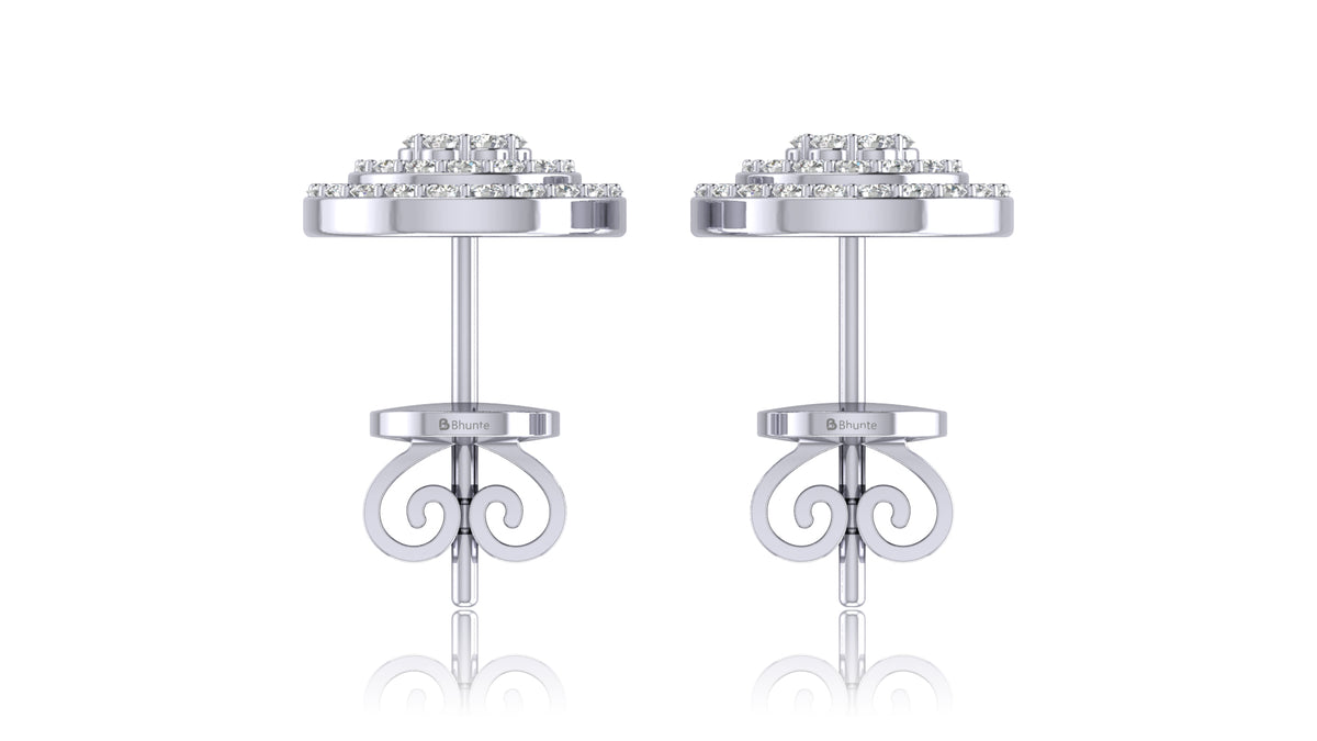 14K White Gold Round Halo Diamond Stud Earrings