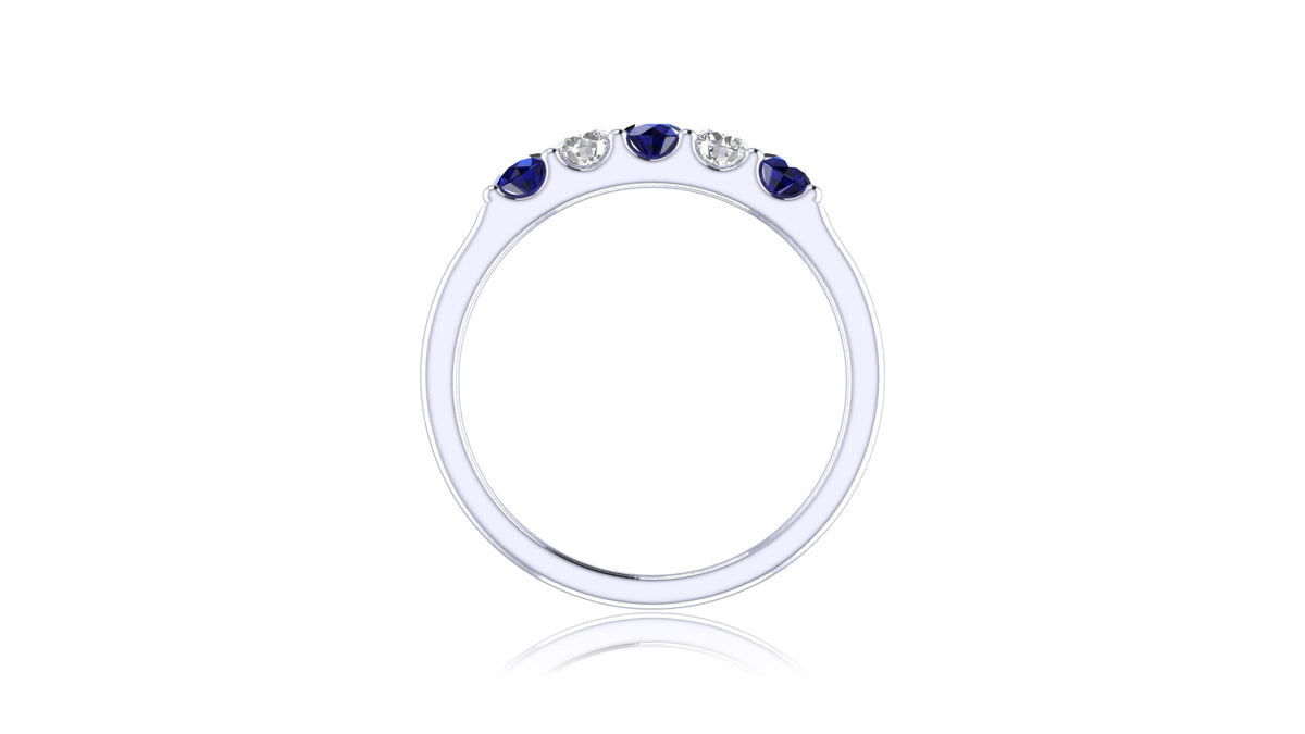 925 Silver Blue Sapphire and Diamond Band Ring