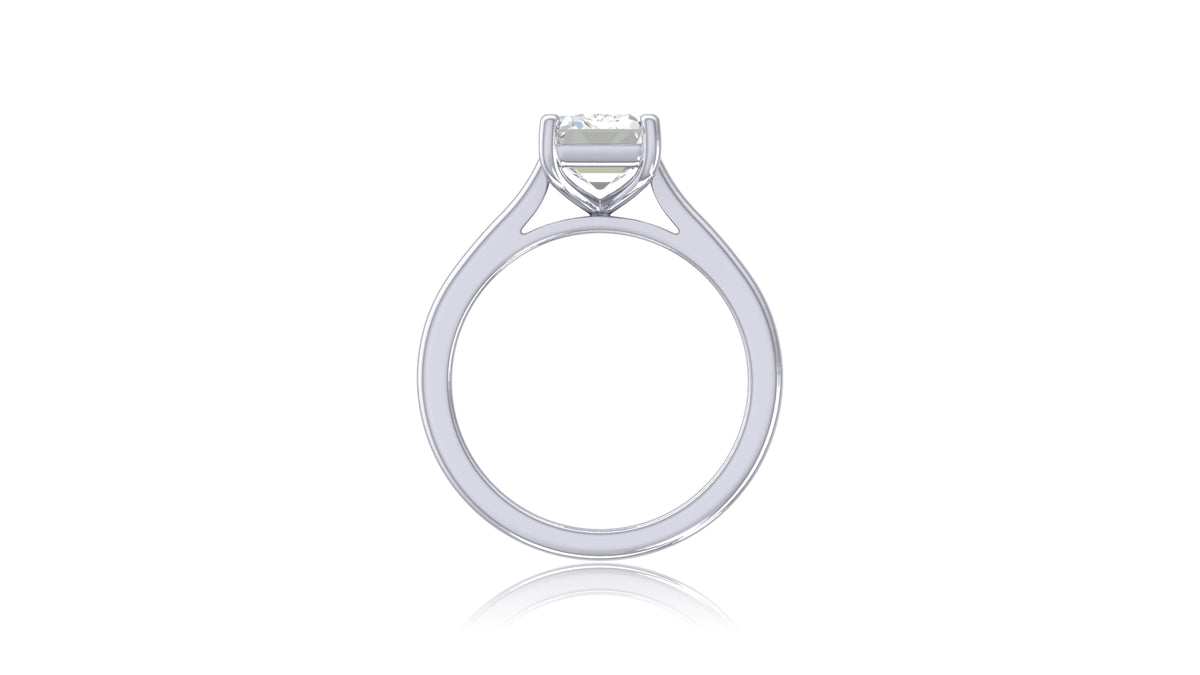 14K White Gold Emerald Cut Diamond Solitaire Ring