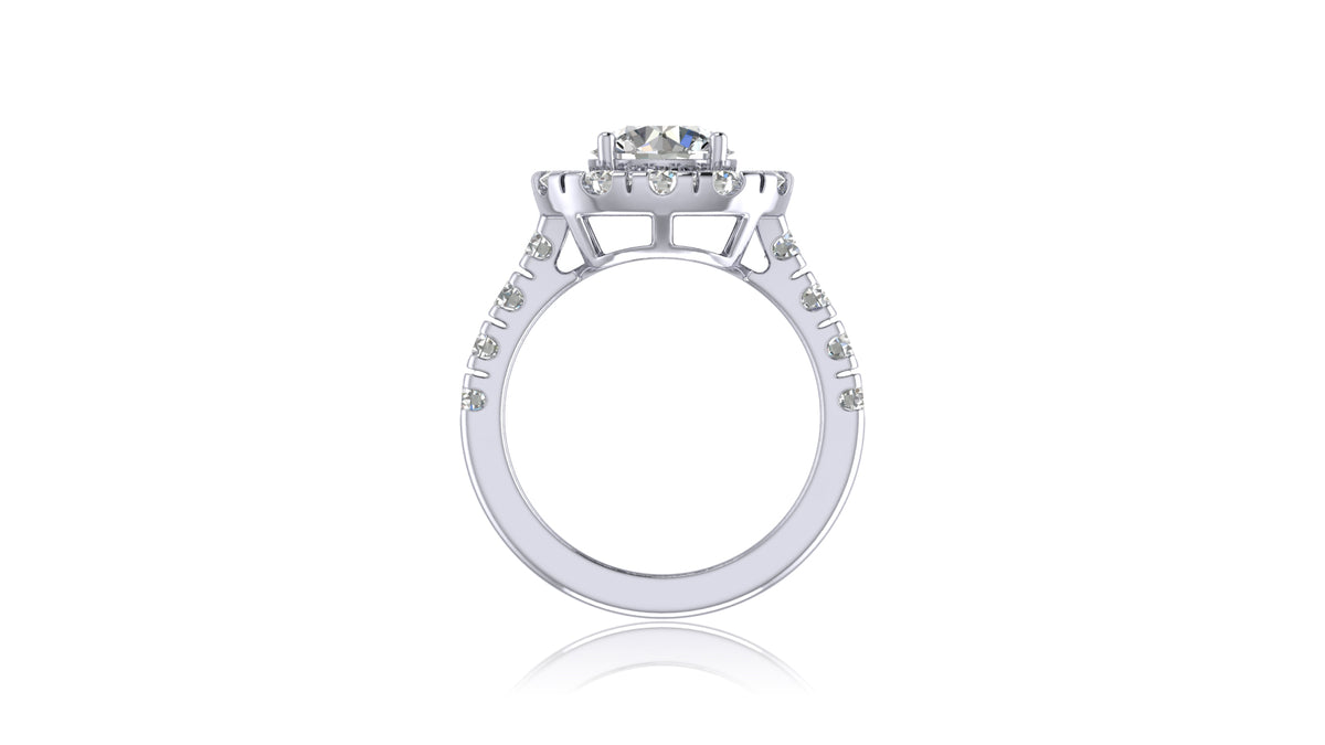 14K White Gold Round Halo Diamond Engagement Ring