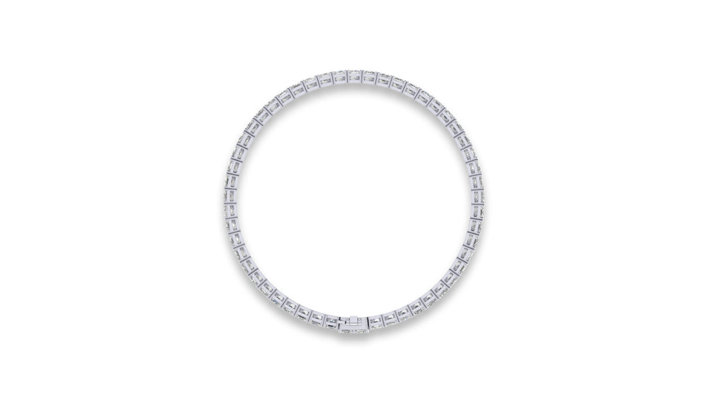 14K White Gold Emerald Cut Diamond Tennis Bracelet