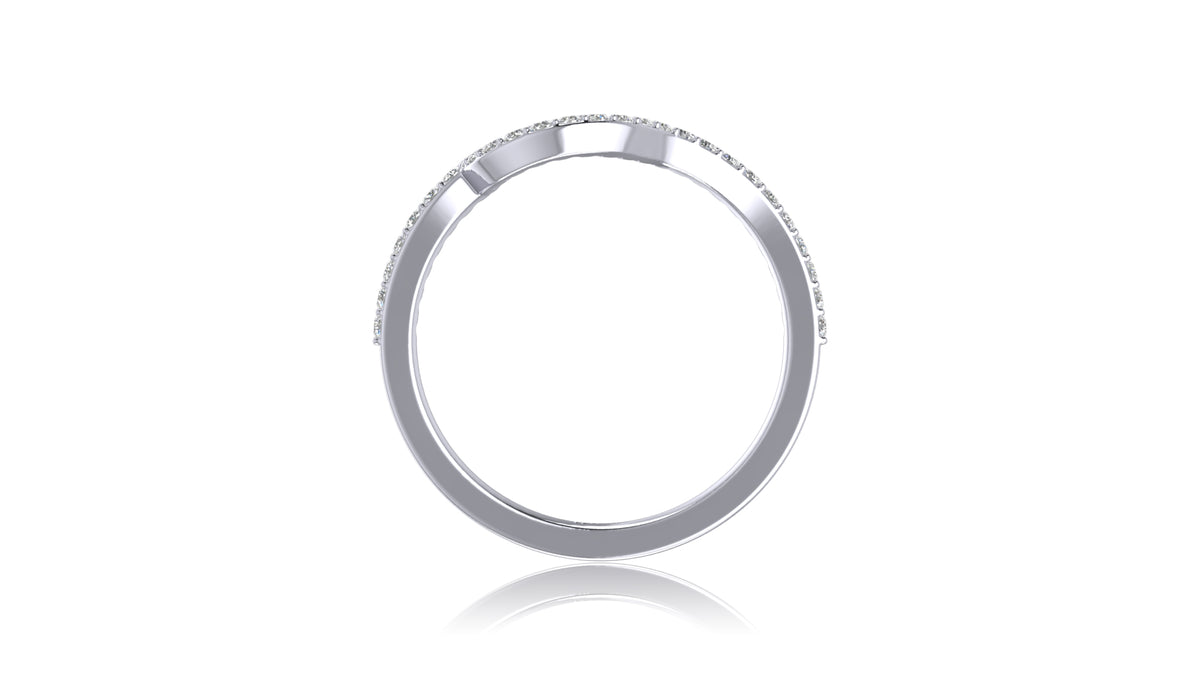 14K White Gold Curved Diamond Band Ring