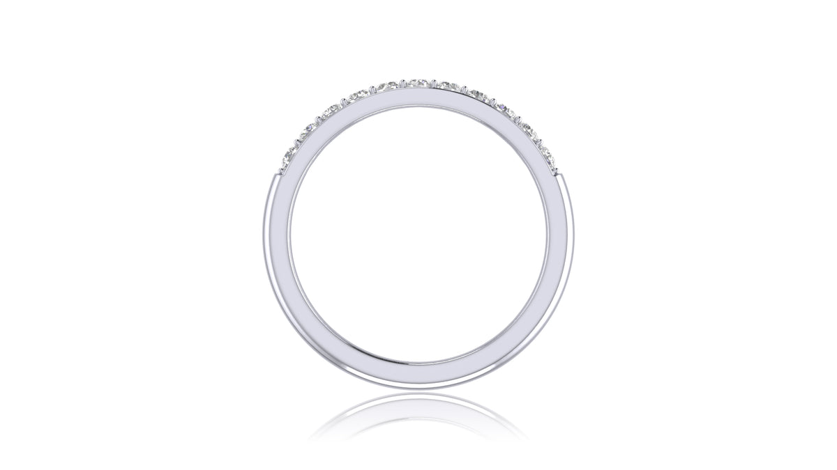 925 Silver Double Row Round Diamond Band Ring