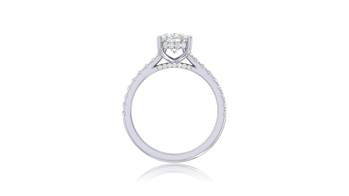 925 Silver Oval Diamond Engagement Ring