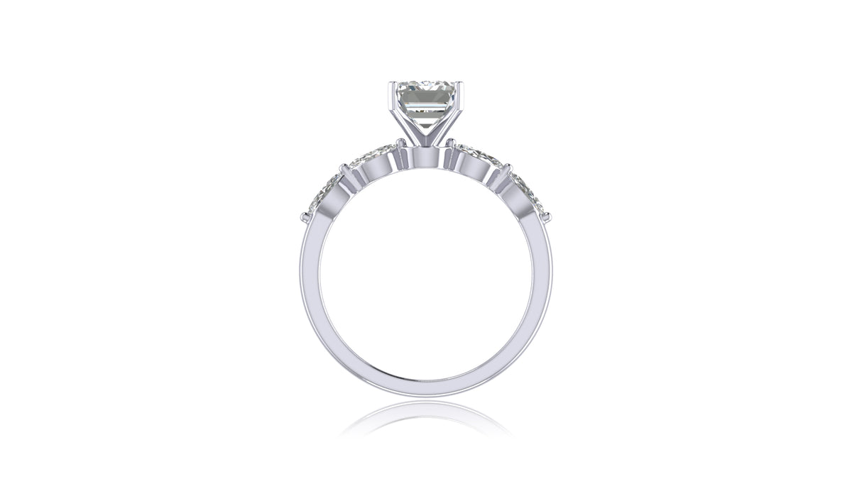 14K White Gold Emerald Cut Diamond Engagement Ring