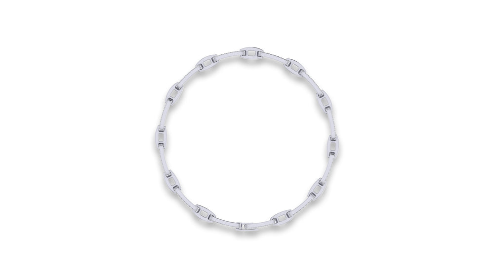 14K White Gold Round Diamond Link Bracelet