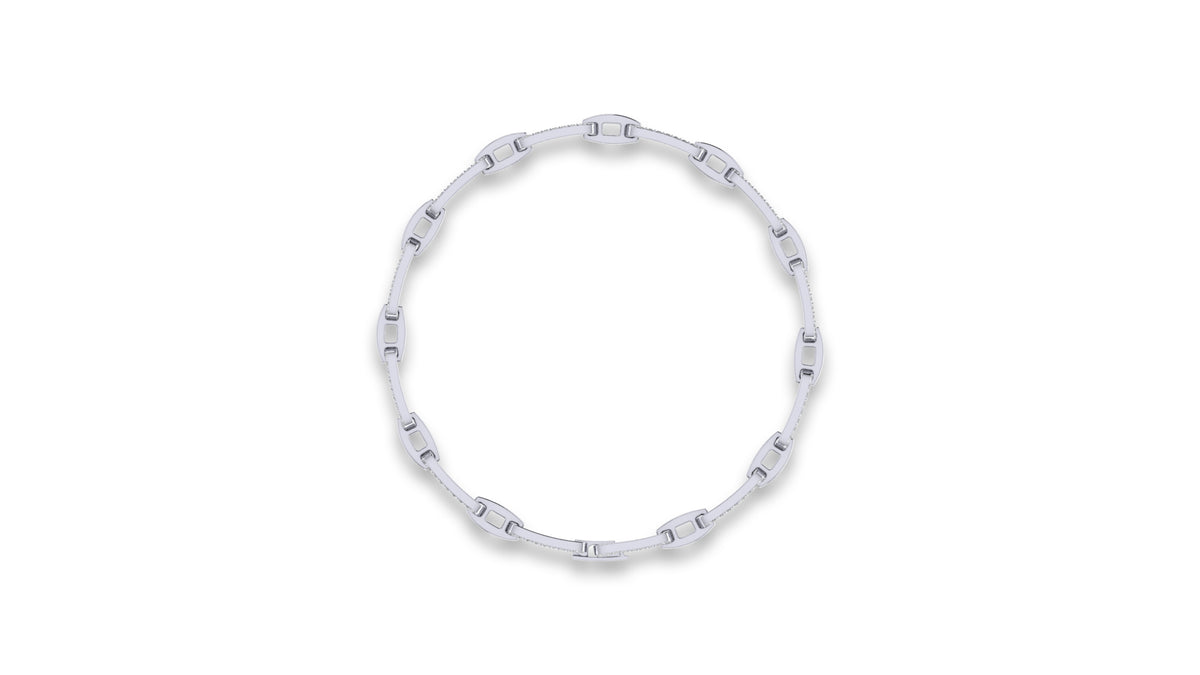 14K White Gold Round Diamond Link Bracelet