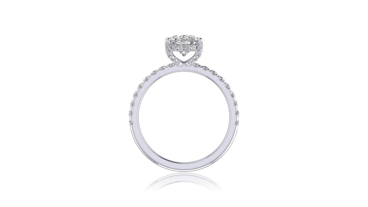 925 Silver Oval Diamond Engagement Ring