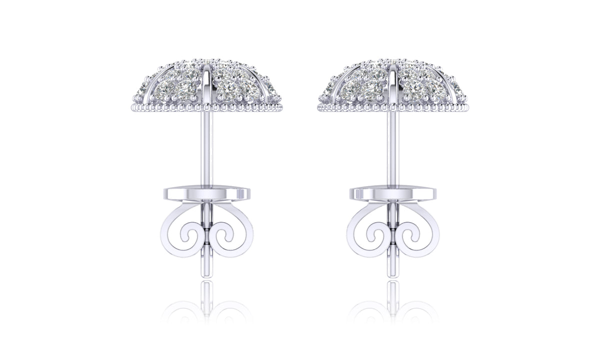 14K White Gold Round Halo Diamond Stud Earrings
