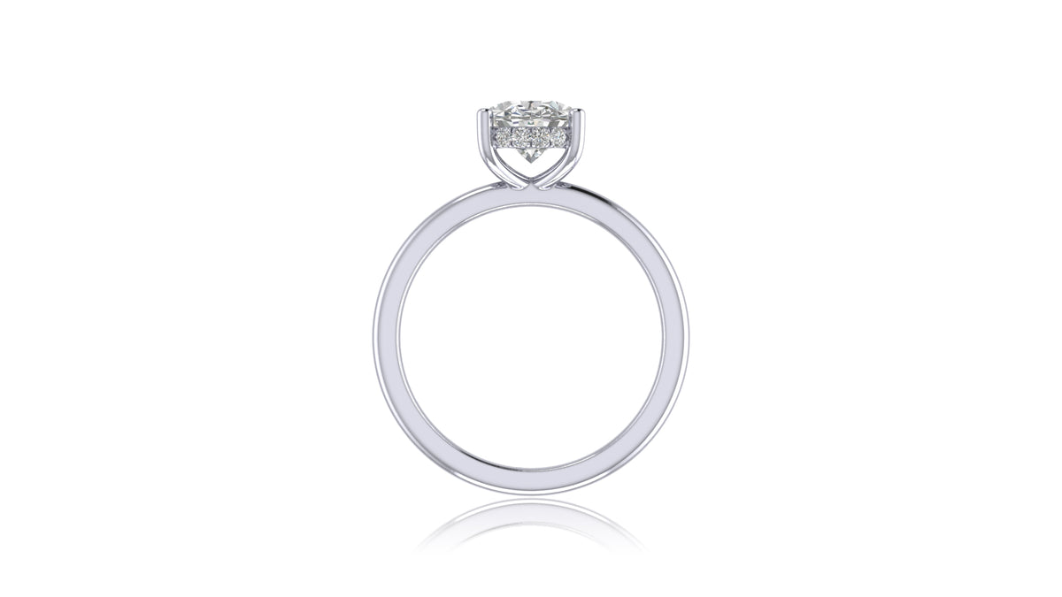 925 Silver Oval Diamond Solitaire Engagement Ring