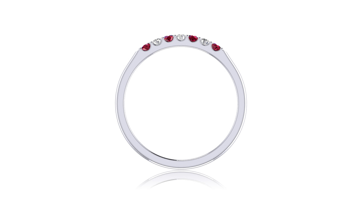 925 Silver Ruby and Diamond Band Ring