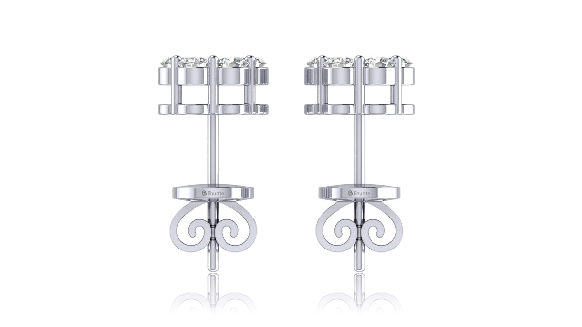 925 Silver Cluster Diamond Stud Earrings