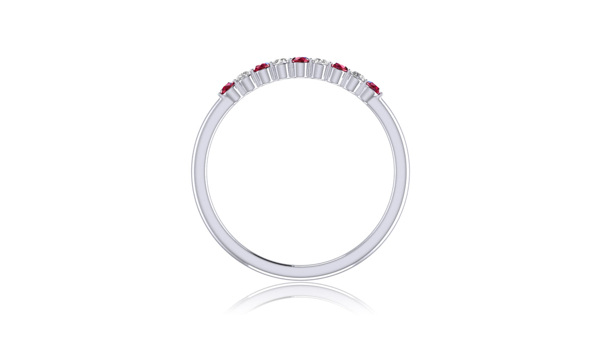 925 Silver Ruby and Diamond Band Ring