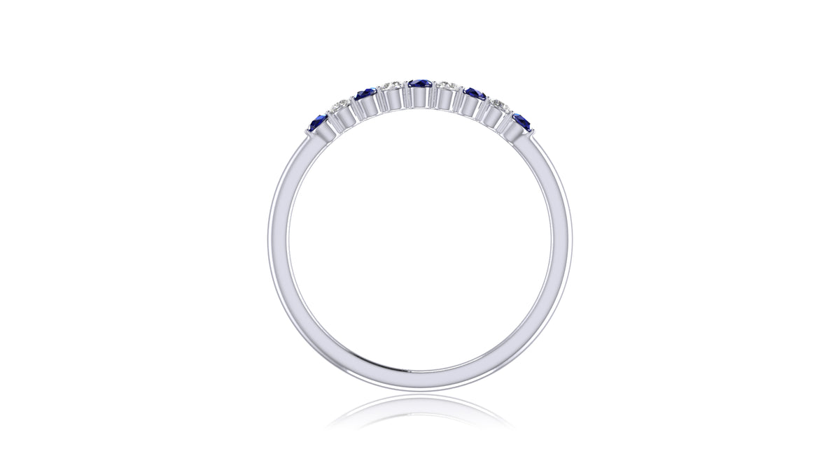 925 Silver Blue Sapphire and Diamond Band Ring