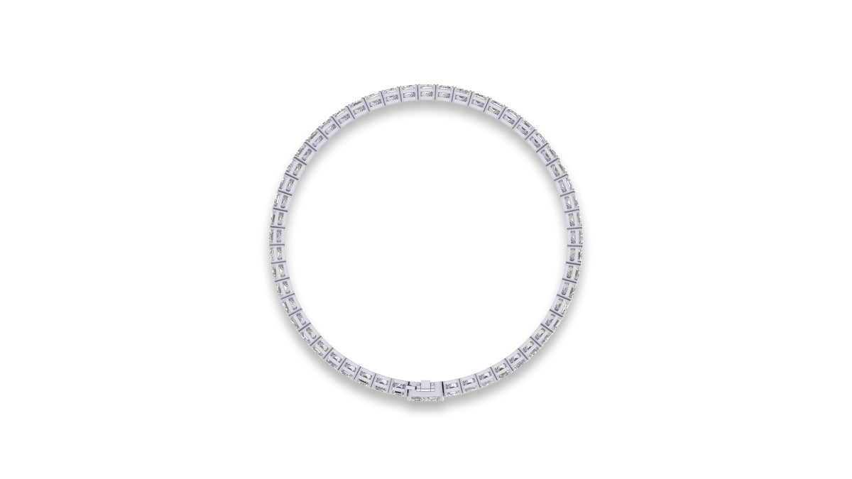 925 Silver Emerald Cut Diamond Tennis Bracelet