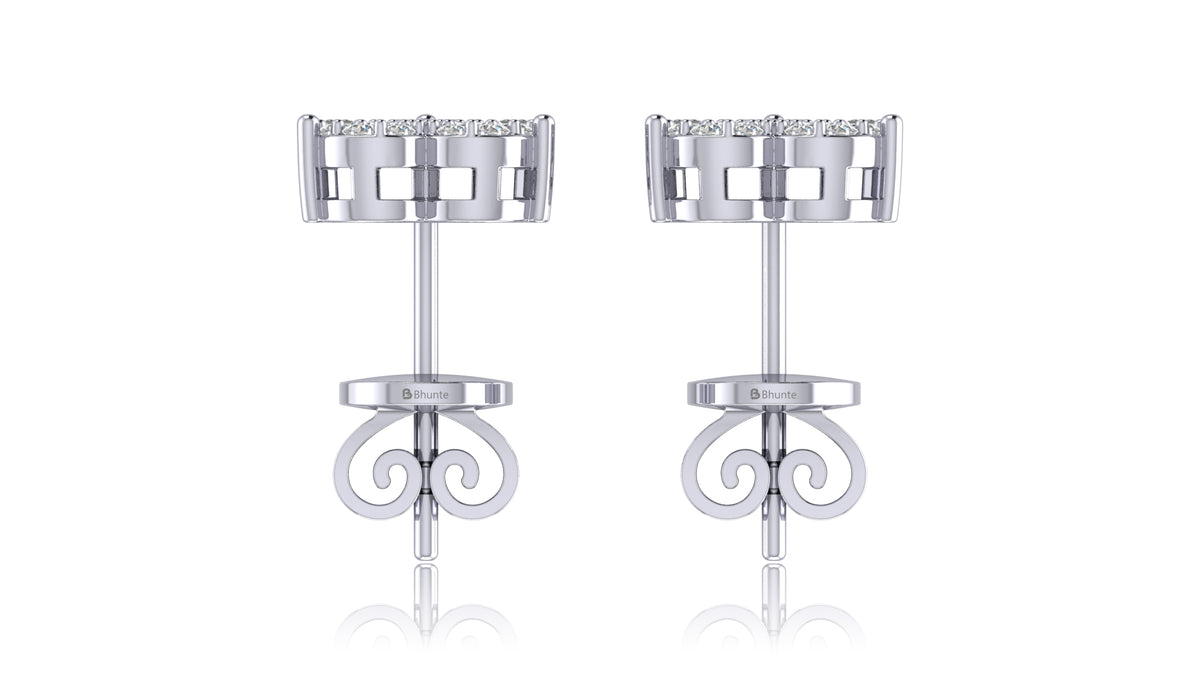925 Silver Pear-Shaped Baguette Diamond Stud Earrings