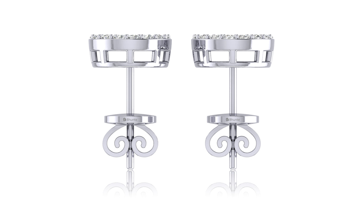 925 Silver Round Halo Diamond Stud Earrings