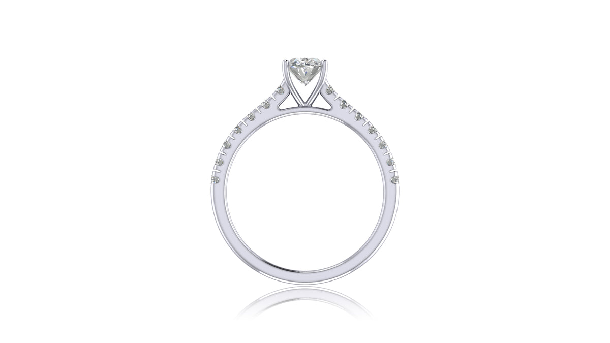 14K White Gold Oval Diamond Solitaire Engagement Ring