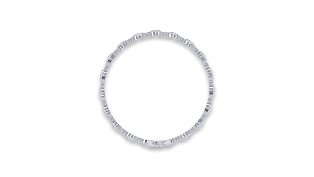 925 Silver Oval Link Diamond Bracelet