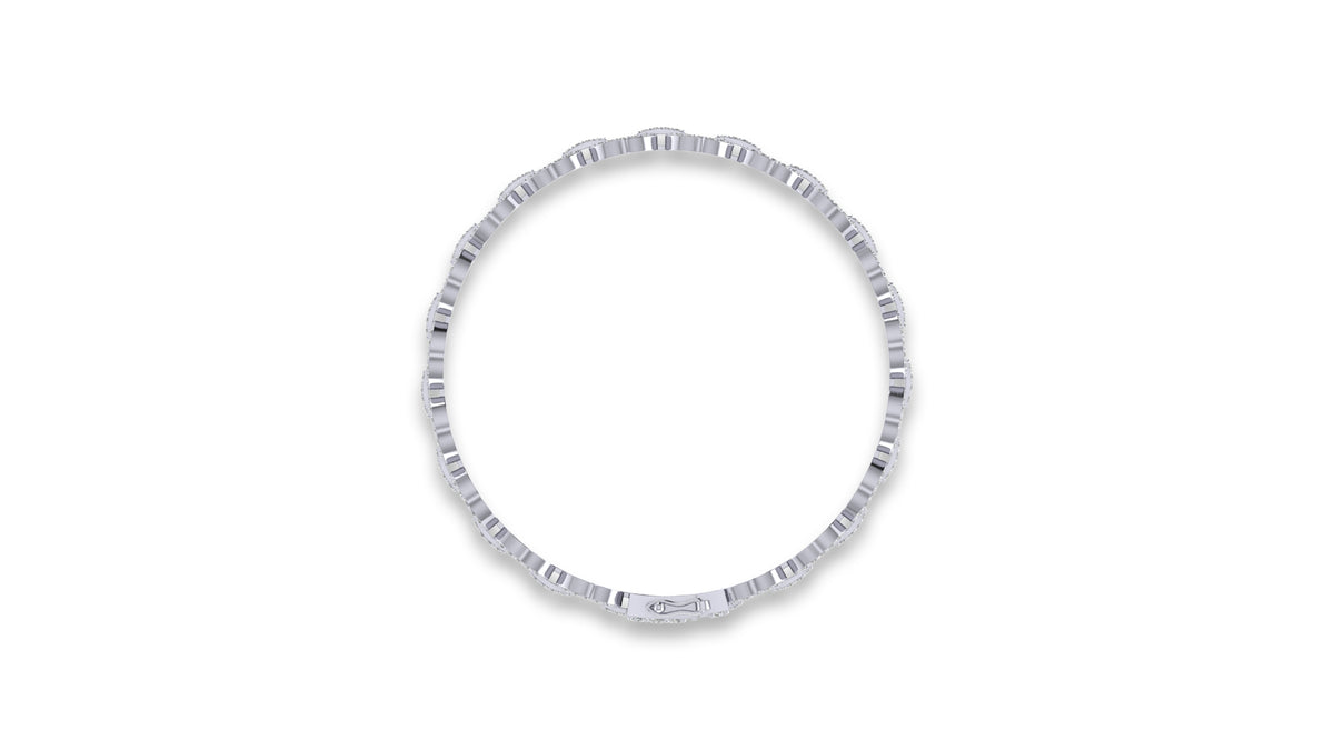 925 Silver Oval Link Diamond Bracelet