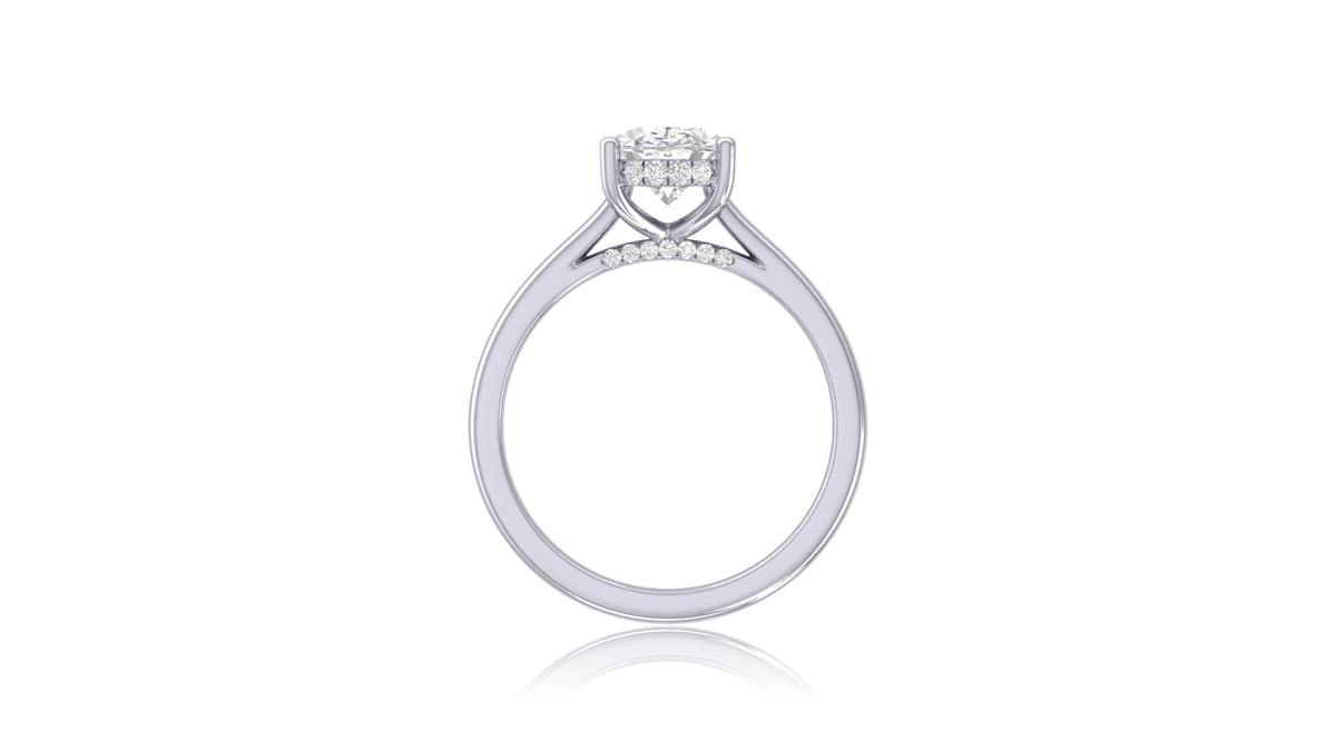 14K White Gold Oval Diamond Engagement Ring