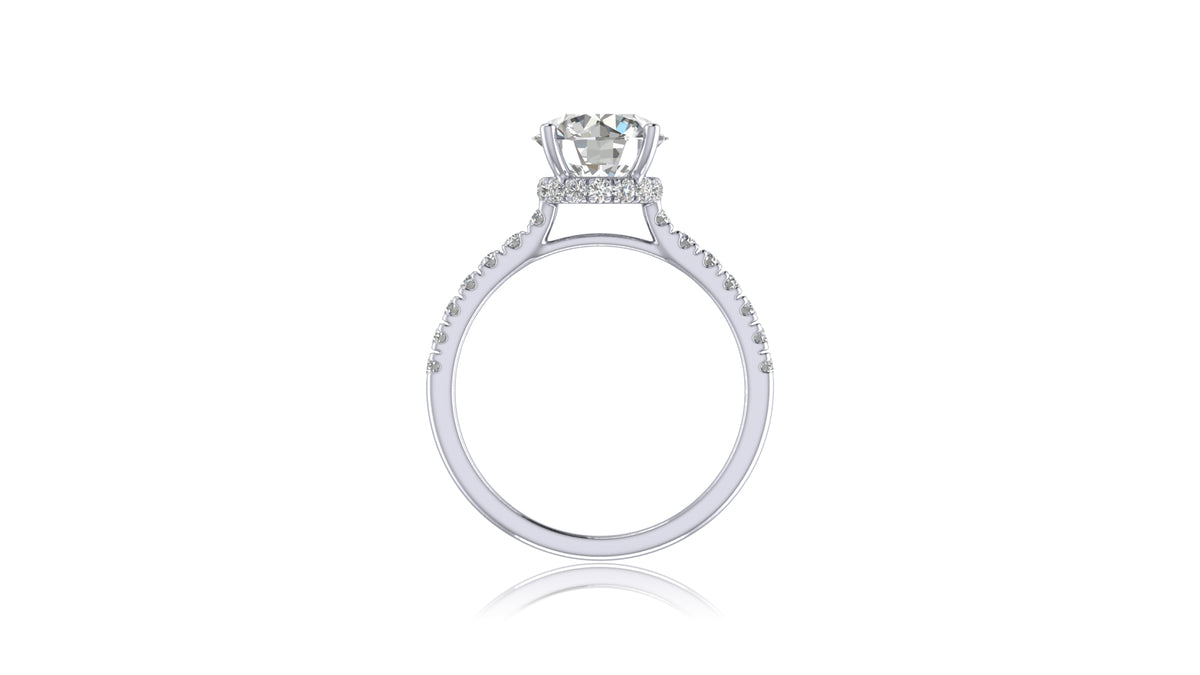 925 Silver Round Diamond Halo Engagement Ring
