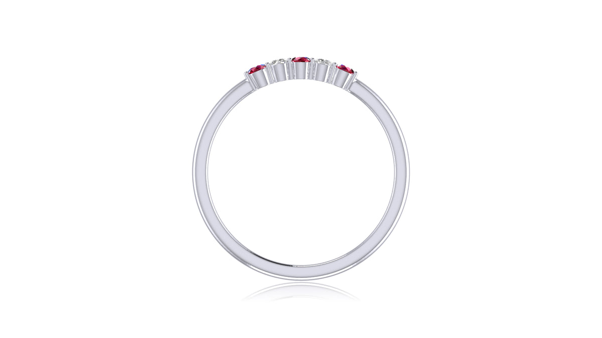 14K White Gold Ruby and Diamond Band Ring