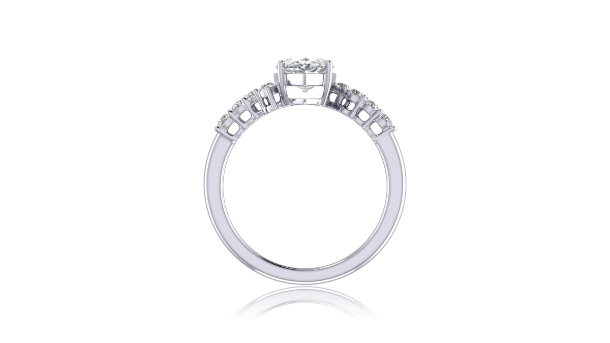 Marquise Diamond Halo Engagement Ring in Silver 925