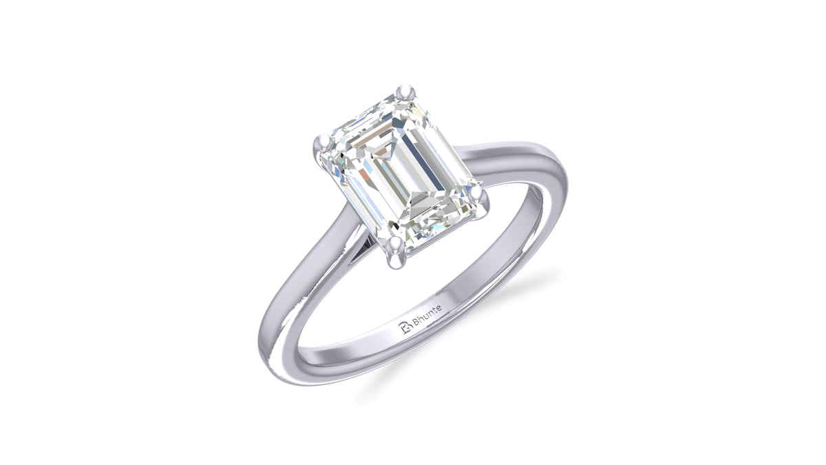14K White Gold Emerald Cut Diamond Solitaire Ring