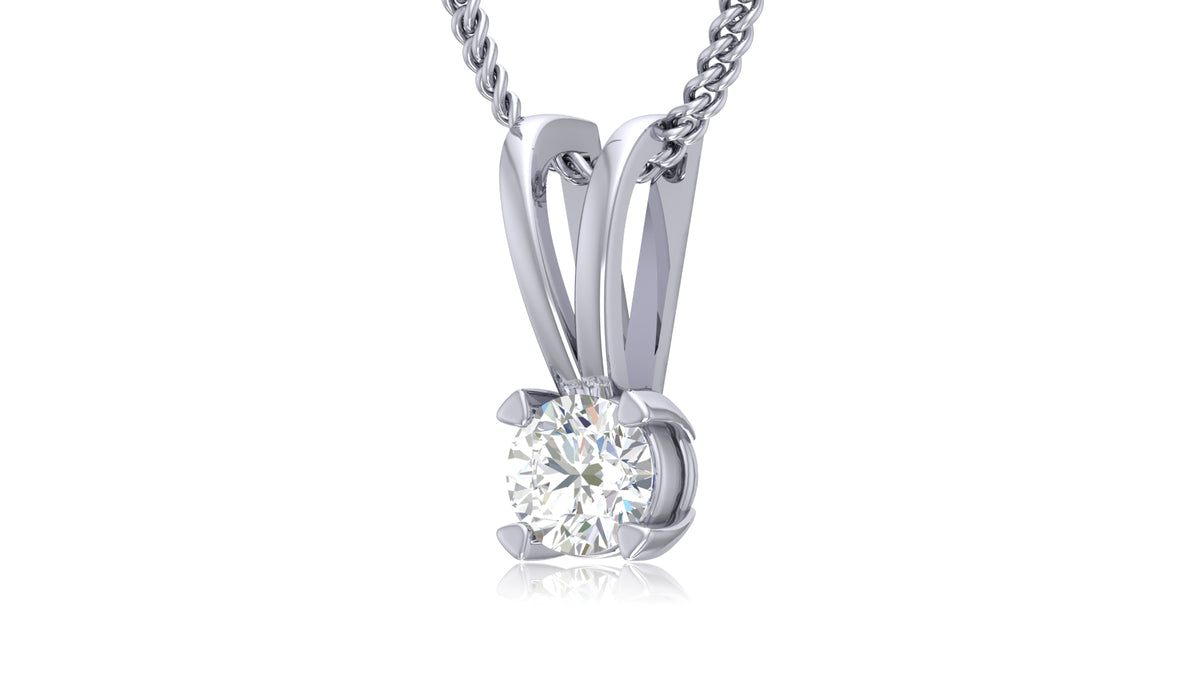 925 Silver Round Diamond Solitaire Pendant