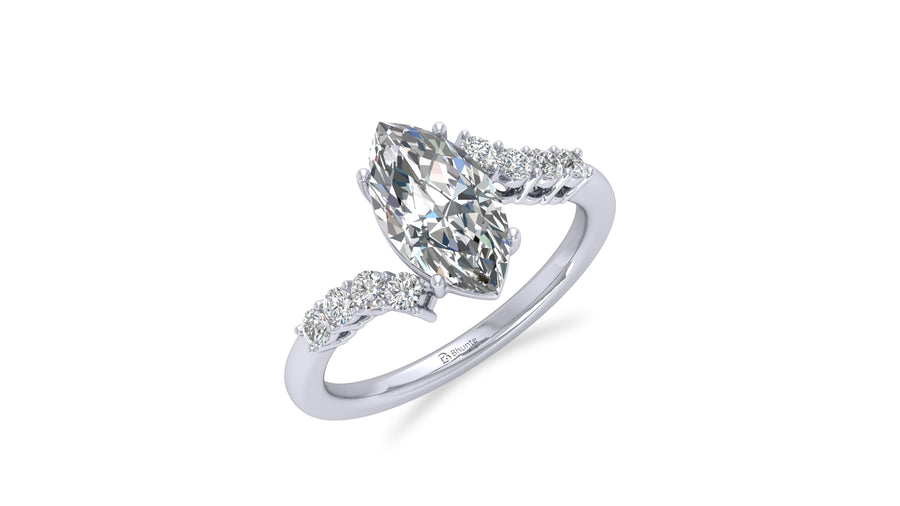 Marquise Diamond Halo Engagement Ring in Silver 925