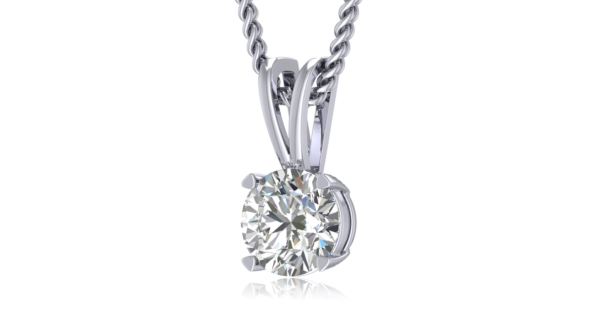 925 Silver Round Diamond Solitaire Pendant