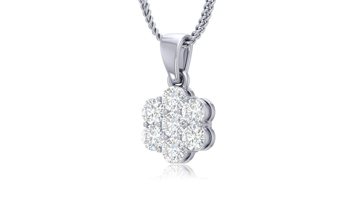 925 Silver Round Diamond Flower Pendant