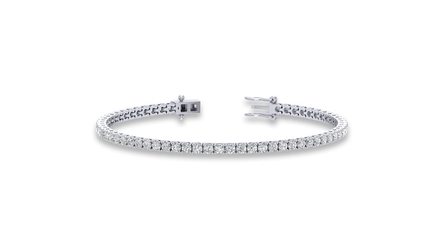 14K White Gold Round Diamond Tennis Bracelet