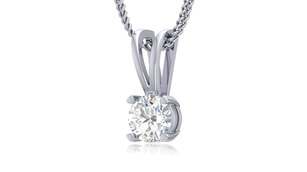 925 Silver Round Diamond Solitaire Pendant